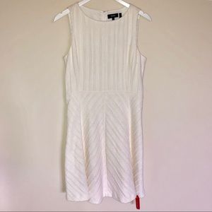 {Theory} Off White Tweed Flare Dress
